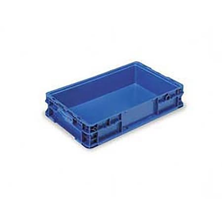 Solid Straight Wall Storage Container, 24 in L x 15 in W x 5 in H, Blue, Polyethylene
